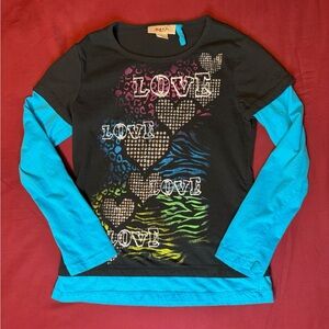 y2k rhinestone heart design long sleeve tee (Belle du Jour)
